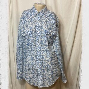 Vintage Authentic Western Youngbloods women’s small blue white western top
